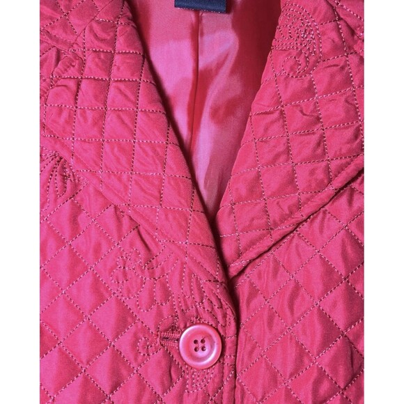 RQT Quilted Jacket Womens Size Petite Medium PM Red Lightweight Button Front - Picture 6 of 14